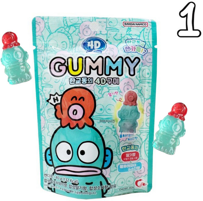 BANDAI NAMCO 한교동의 4D구미 블루하와이&소다향 산리오 한교동 젤리, 40g, 1개