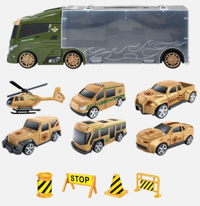 남자아이 좋아하는 군용 수송차 세트 카캐리어 6대, 1개