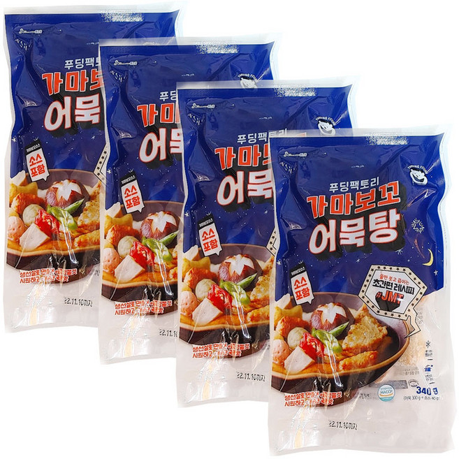 푸딩팩토리 가마보꼬어묵탕 오뎅전골 꼬치어묵 볼어묵 어묵전골, 1세트, 02. 오뎅모듬전골 340g 4봉