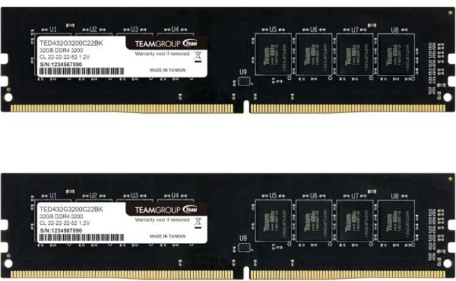 팀그룹 엘리트 DDR4 16GB 키트2 x 8GB 3200MHzPC425600 CL22 언버퍼링 비ECC 1.2V UDIMM 288핀 PC 컴퓨터 데스크톱 메모리 모듈 램 업그, 3200MHz- 64GB Kit (2x32GB), 3200MHz- 64GB Kit (2x32GB)
