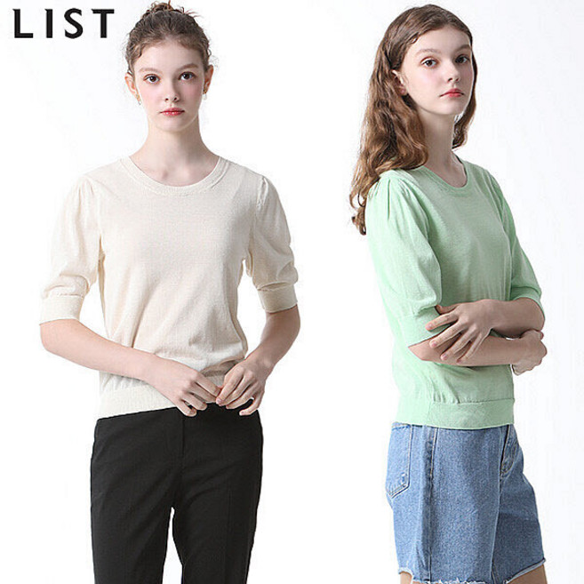 리스트 리스트(LIST) 감도높은 라운드넥 반팔 니트 (택가격: 158000원)