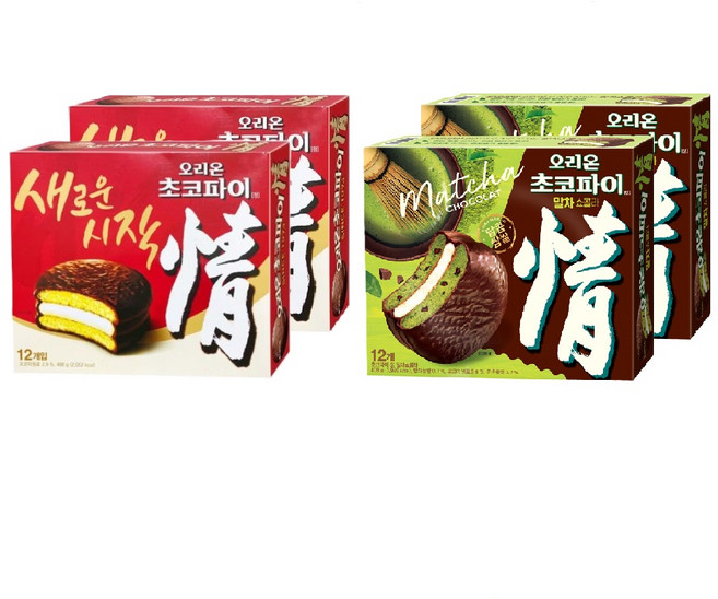 오리온 초코파이 468g 12입 2개 + 초코파이 말차쇼콜라 408g 12입 2개, 876g