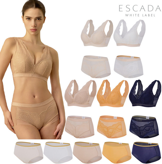 [방송히트]ESCADA 에스까다 EWBP002 빅사이즈 노와이어 런닝스타일 브라팬티 세트