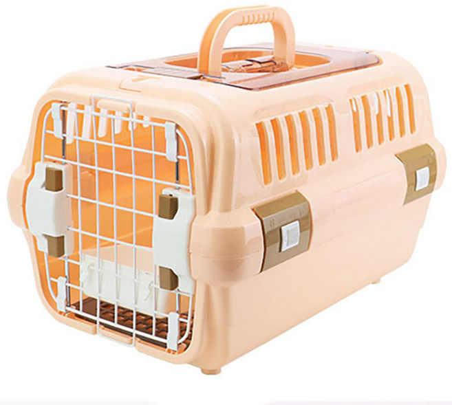 이지핏 이동식 반려동물 듀얼도어 하드 켄넬 이동장, 1개, 오렌지
