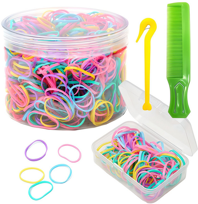 이쁨달다 여아용 간편보관 최애 고무줄 + 원형 케이스 + 사각 케이스 + 이지컷 + 포켓빗 세트 RK201