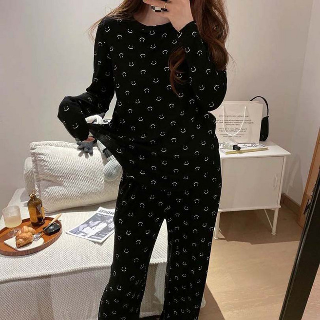 슈가라인 스마일 긴팔 잠옷 상하의 세트 홈웨어 파자마