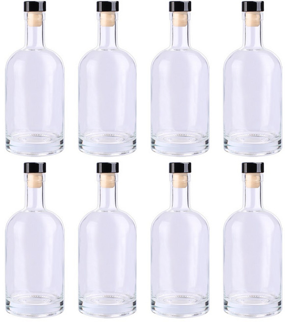 가인글로벌 위스키500 유리병 T형마개(블랙) 주류병 더치병 담금주 술병, 8개, 500ml