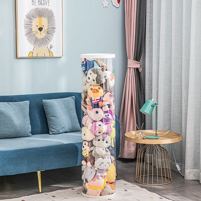 투명 원통 정리함 봉제인형 수납함 보관통 원기둥 일반형, 120cm, 1개