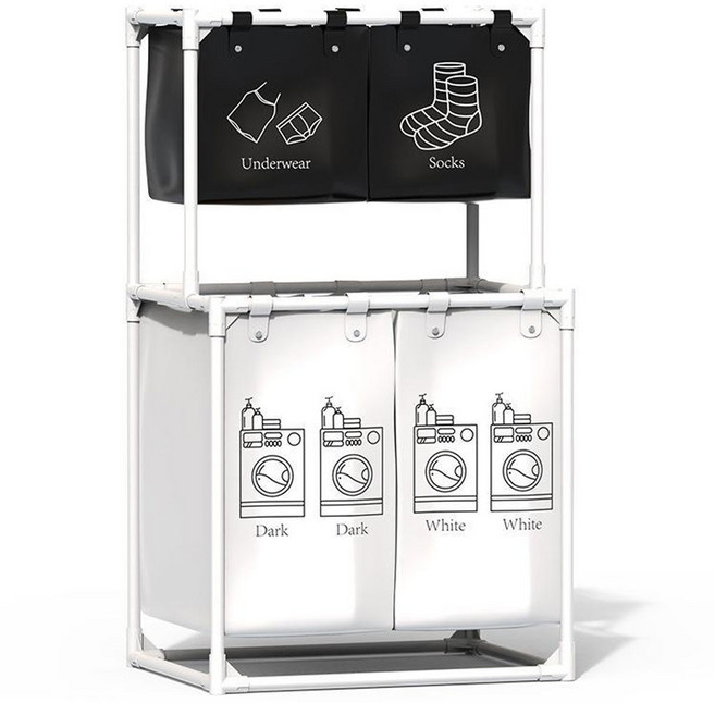 아이위크 속옷 양말 상의 하의 4단구분 빨래통 세탁바구니 빨래바구니 쉬운조립, 1개