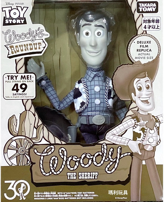 TAKARA TOMY 玩具總動員 30週年 胡迪 有聲人偶 (黑白) DS98097, 1個