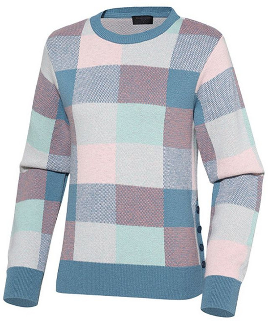 카카오프렌즈골프 여성 울소재 블록 체크 니트