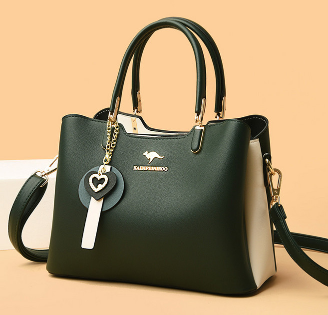 SHOPPI 여성 가죽 배색 미디움 토트백 숄더백