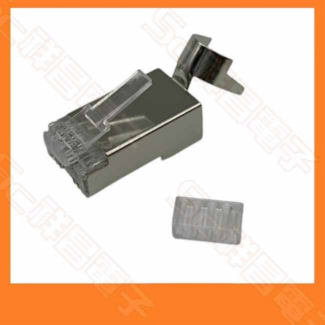 CAT.7 兩件式雙排鍍金穿透式三叉水晶頭 RJ45 8P8C 鍍金網路端子 50入, 1個
