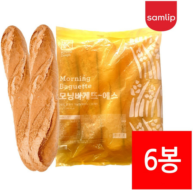 삼립 냉동 모닝바게뜨-에스 925g (185gX5입) 프랑스 파베이크 바게트빵, 6개