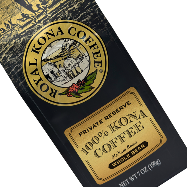 하와이 로얄 코나 프라이빗 리저브 미디엄 로스트 100% 코나 커피 홀빈 (Private Reserve Medium Roast 100% Kona Coffee), 홀빈(분쇄안함), 198g, 1개