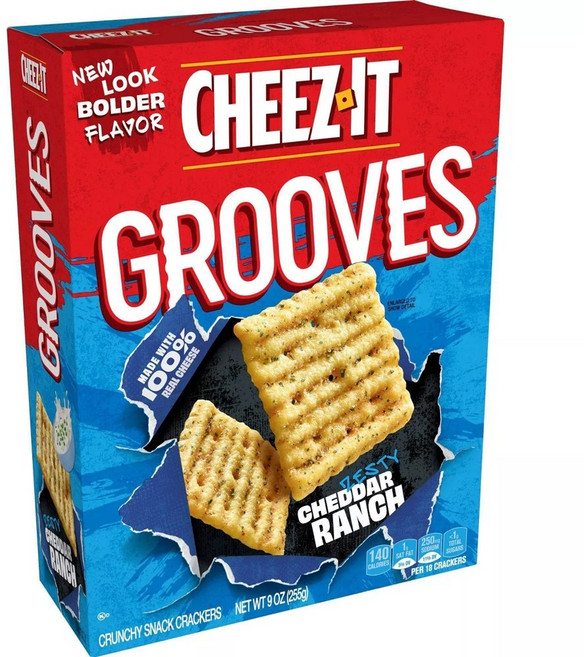 [미국직배송]치즈잇 그루브 제스티 체다 랜치 크래커 255g Cheez-It Grooves Zesty Cheddar Ranch Crackers, 1개