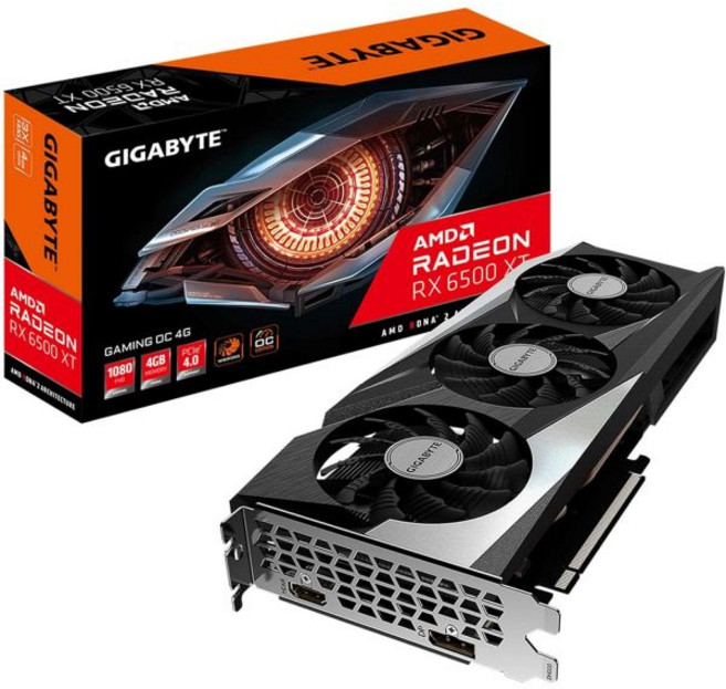 그래픽 카드 게이밍 성능향상 고성능 기가바이트 라데온 RX 6500 XT OC 4G 윈드포스 3X 냉각 시스템 4GB 64비트 GDDR6 GV-R65XT OC-4GD 비디오