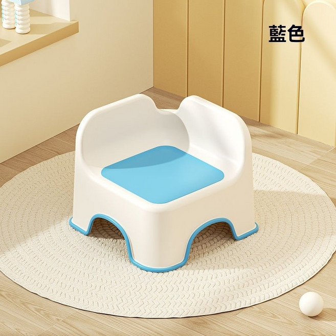 加厚防滑耐用寶寶學坐凳 靠背小椅凳 塑膠凳家用兒童凳, 蓝色【包膠軟坐墊+全防滑】
