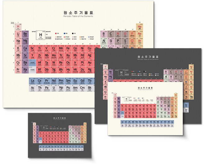 원소주기율표 포스터 1+1 A2 A3 A4 B5, 크림화이트 A3, 다크그레이 B5