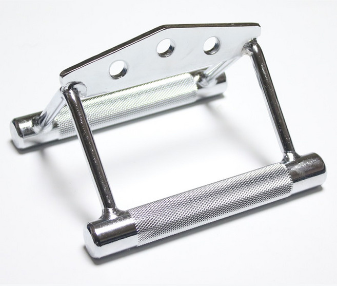 TORQUE 치닝바 와 연결고리[비너]세트 시티드로우 바 치닝바 다각도3홀 신모델 롱풀 손잡이 티바로우 그립 렛풀다운 등운동 삼각그립, 크롬, 1개