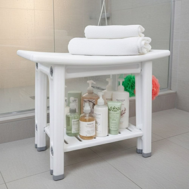 딥포유 미끄럼방지 다용도 높은 욕실의자 견고한 화장실 샤워 스툴 현관의자, 화이트