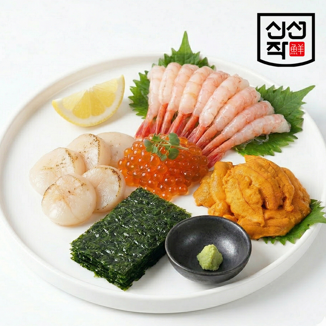 신선작 홈마카세 세트 ( 연어알 가리비관자 단새우 성게알 감태 ), 1세트, C세트(연어알,가리비관자,우니,단새우)