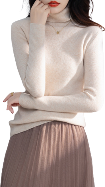 티티웍스 여성 부드러운 스판 골지 목폴라 이너 니트