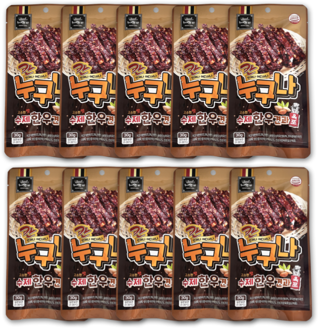 [수제칸육포] 칸 누구나 수제 한우 견과육포, 30g, 10개