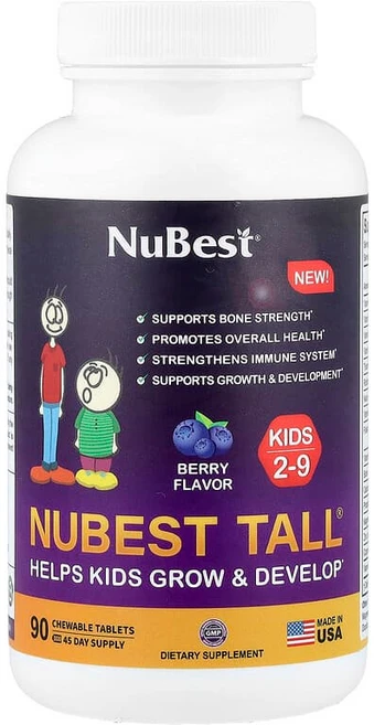 NuBest Tall Kids - Multivitamins & Minerals for Kids Ages 4 to 9 - Fun Animal Shapes, 2개, 90정 - 쿠팡