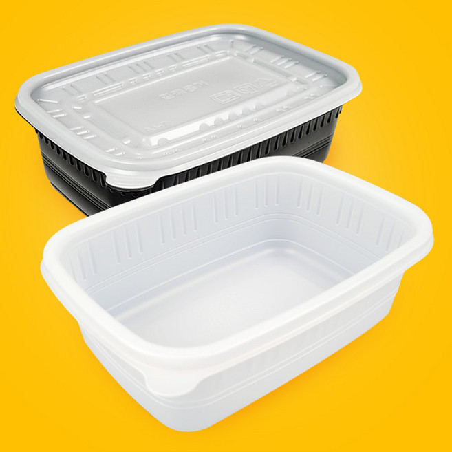 사각 죽용기 대 용기+뚜껑세트 50개 1000ml 국내생산 강력한 밀폐력, 반투명, 50세트