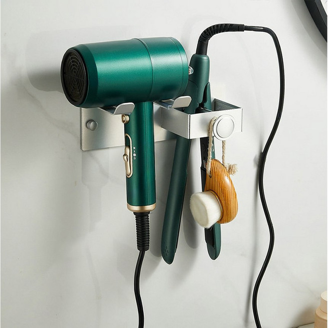 베루도라 프리미엄 무타공 고데기 헤어드라이기 거치대, 실버, 1개