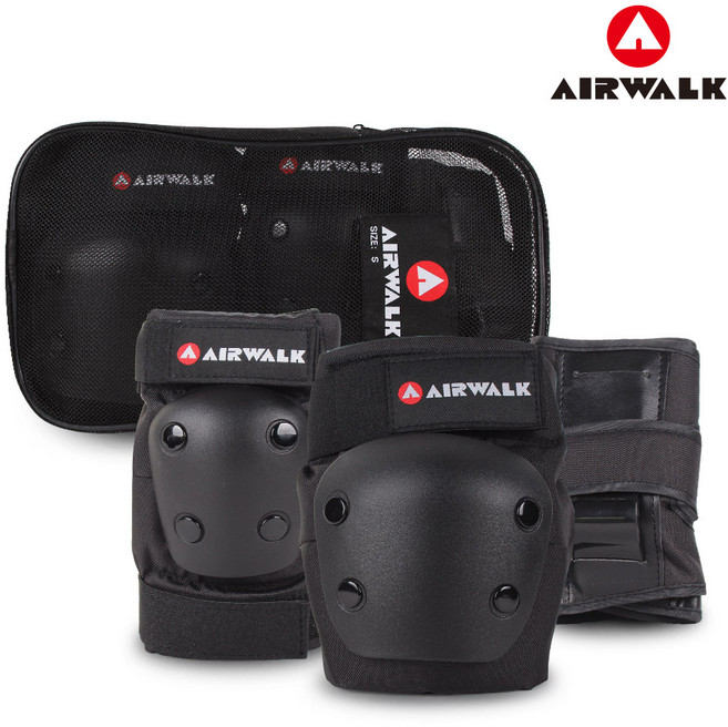 에어워크 보드 인라인 자전거 킥보드 파우치 보호대 3종 세트, 블랙, 1세트