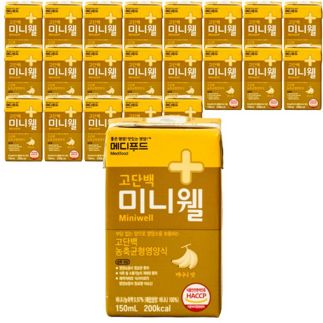 메디푸드 고단백 미니웰 바나나맛 농축균형영양식, 150ml, 24개
