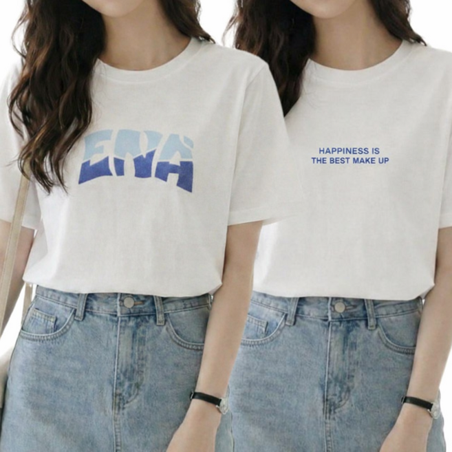 희야몰 1+1 여자 반팔 면티 레터링 흰티셔츠