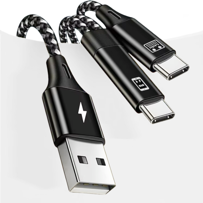 마오노 OTG 충전 변환 케이블 USB-C to USB-C & USB-A 핸드폰 연결 듀얼 젠더, 1개, 블랙, 1m
