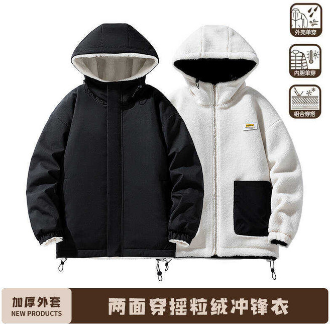 雙面穿羊羔絨連帽外套