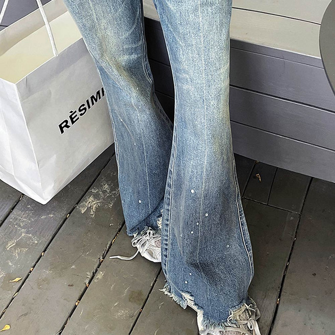 대박난박양 큐빅장식 와이드 청바지(땡처리)