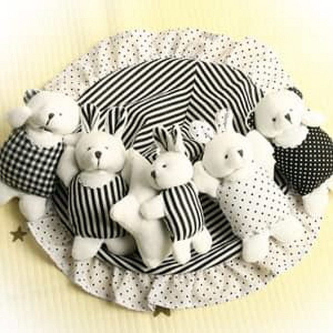 큐띠쁘띠 오르골 신생아 흑백 모빌 인형 신생아탄생선물 3개월아기선물, 1개