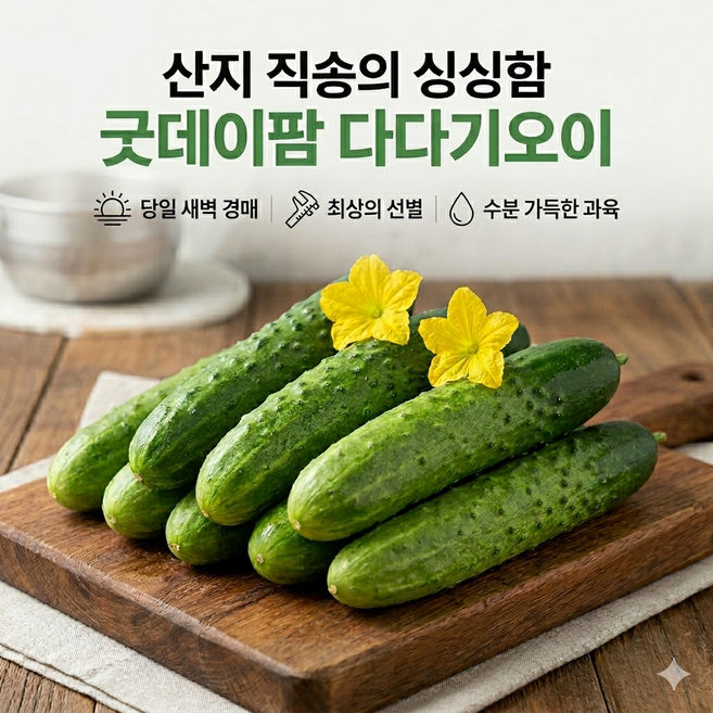 굿데이팜 국내산 오이 백다다기 1kg~10kg(소용량 대용량), 1박스, 3kg(14~16개입)