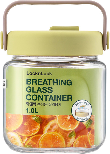락앤락 숨쉬는 유리용기 1L 담금주병 수제 과일청 유리병, 1개