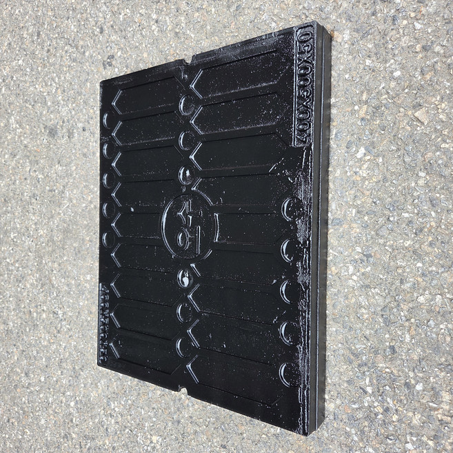 [전체규격] 대명건축자재 수로관 배수로 덮개 주철 주물 중하중 트렌치 고하중 스틸 그레이팅, 1개, 오수(막힌뚜껑)