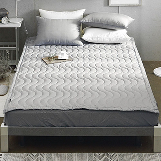 퀸 침대 패드 면100 국산 두꺼운 침대 패드 퀸 호텔 스프레드 사계절 커버 싱글 순면 누빔 토퍼, 내츄럴 침대패드 Q _ 네이비