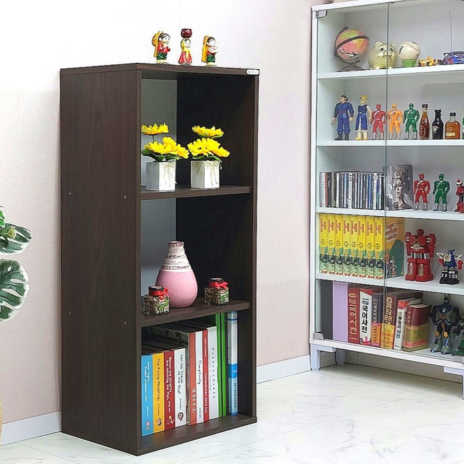 드림퍼니처 넉넉한1036 깊이40cm A4화일 3단 책장 공간박스 틈새장 LP수납장 피규어 장식장 진열장 다용도 수납장 소품 정리함, 넉넉한1036 깊이40cm가로50cm3단책장 월넛