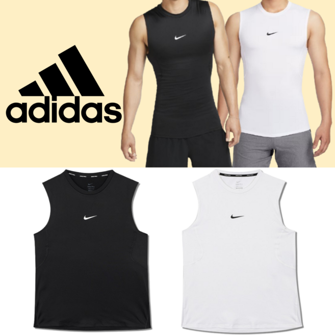 [100%정품/빠른출고] 나이키 프로 드라이 핏 타이트 민소매 피트니스 탑 남성용 로고 슬리브리스 나시