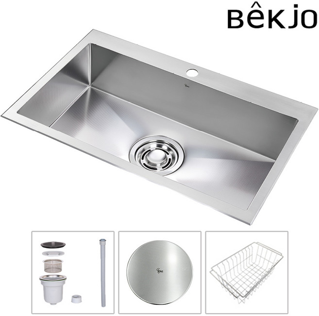 백조씽크 고니 사각씽크볼 ECNRW9030 리폼 엠보 주방싱크볼 싱크대교체, 1.ECNRW9030A싱크볼+점보먹 배수구+배수구덮개, 1개