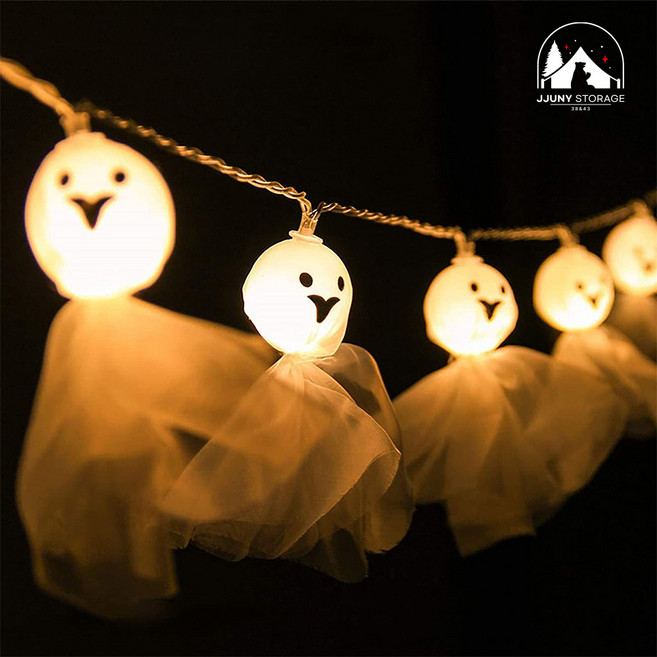 쭈니 스토리지 할로윈 패브릭 고스트 전구 조명 3M 장식 소품 파티 캠핑 차박, 1개, 단품