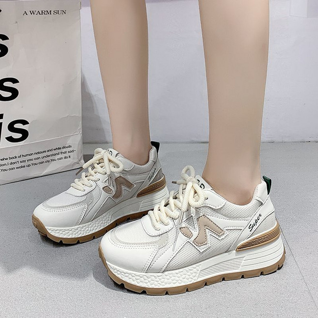 Aesero 여성 5cm 발편한운동화 런닝화 부드럽고 캐주얼 가죽 가벼운 NPB3341