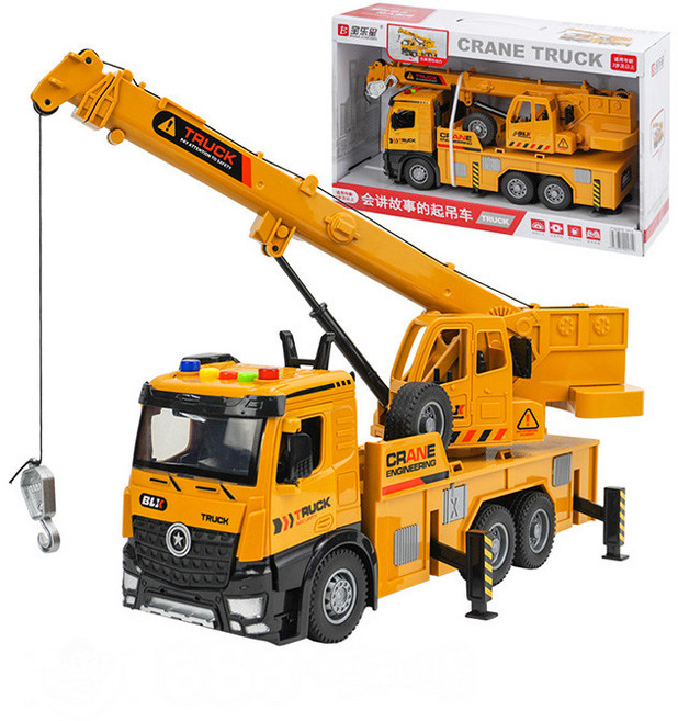 888玩具 6輪起重機吊車 可伸縮吊臂 360度旋轉台 燈光音效 音樂 說故事, 1個