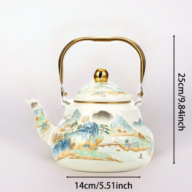 LONGFEI TRADE 歐式琺瑯不鏽鋼水壺 冷熱兩用茶壺, Tosca青綠色, 1個