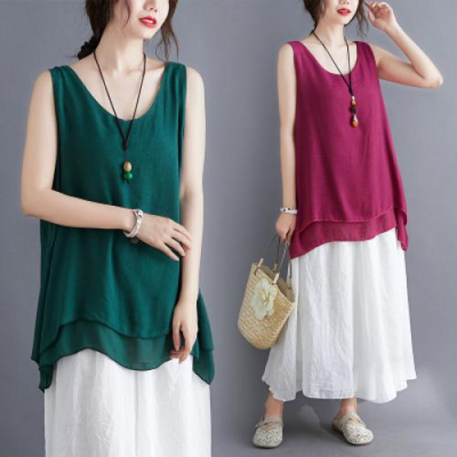 뉴욕멋쟁이 국내배송 델리오 라운드넥 민소매티 티셔츠 단색 베이직 나시티 민소매/나시